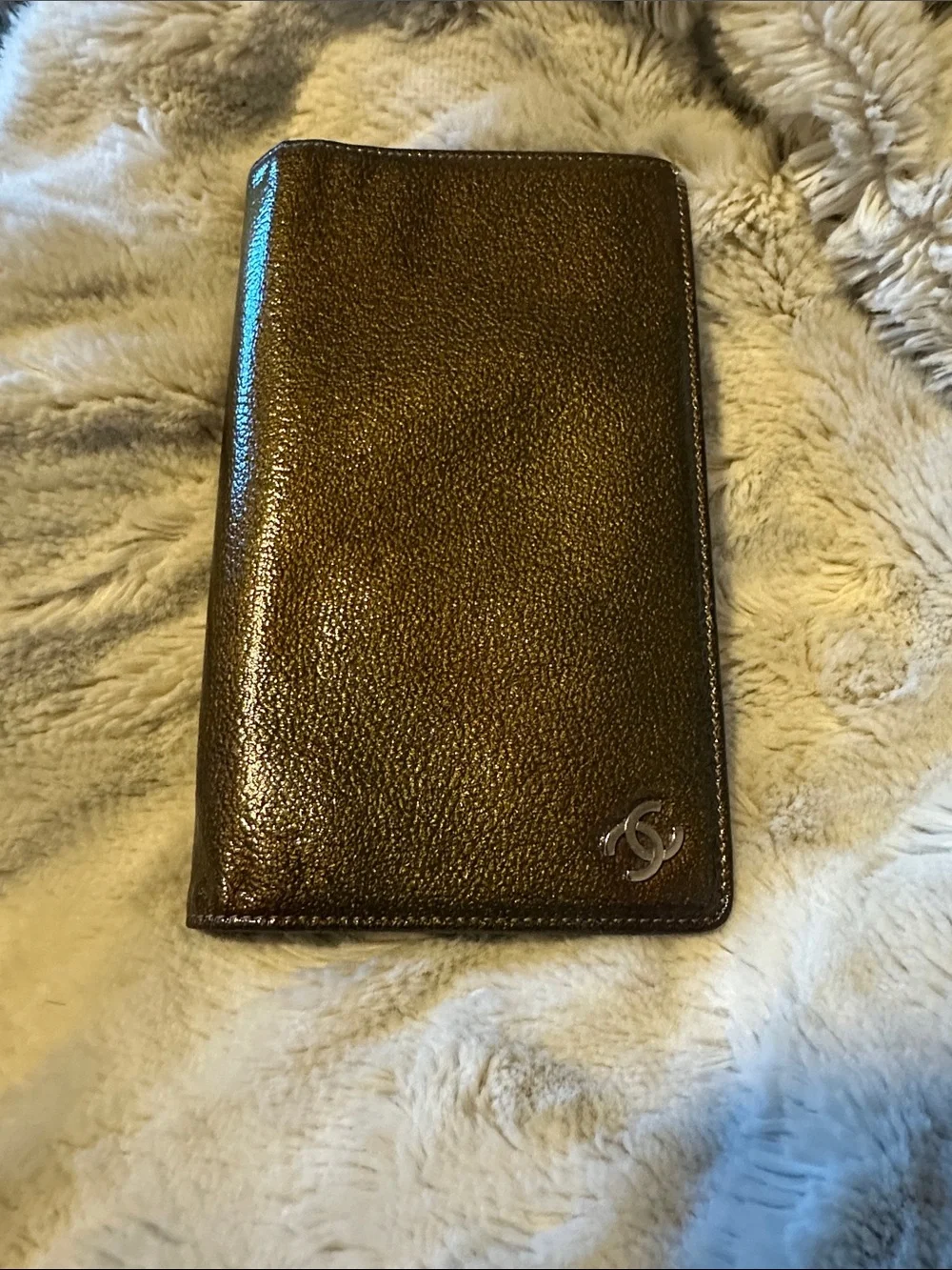 CHANEL Vintage Brown Leather CC Wallet AUTHENTIC
